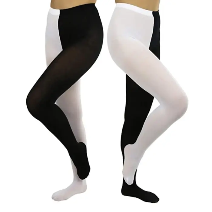 Collants Opaques à Deux Tons pour Leggings à Pieds