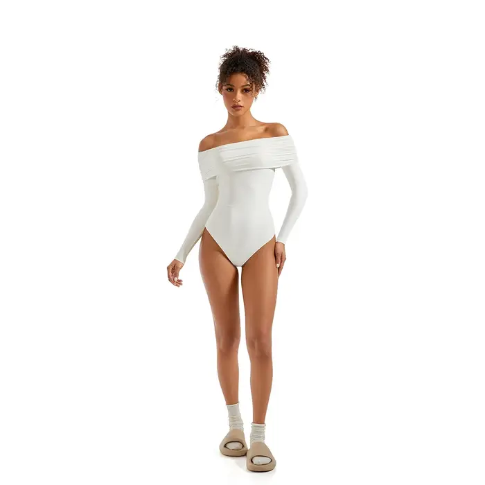 Body chemisier basique à manches longues pour femme