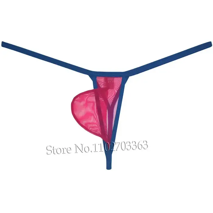 Culotte string pour homme en maille transparente avec poche de maintien
