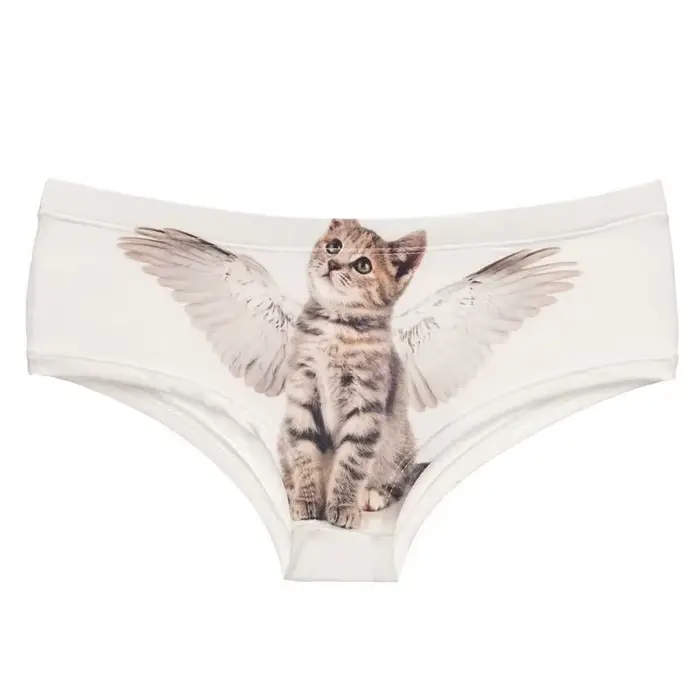 Culotte femme sans couture imprimé Angel Cat 3D – Slip push-up et string de dessin animé mignon
