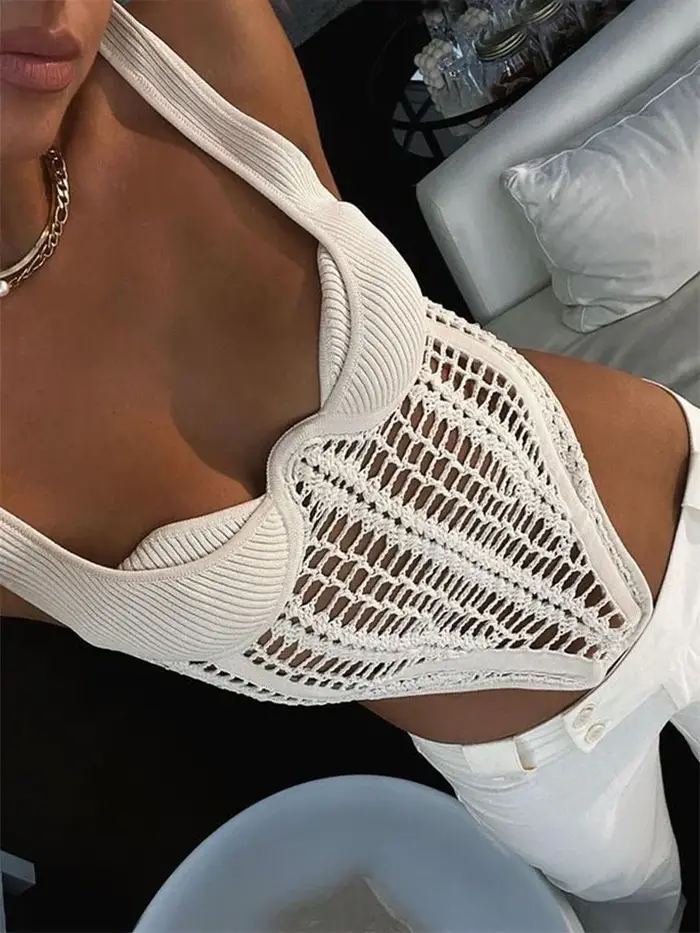 TARUXY-Corset en arête de poisson pour femme, crocheté à la taille, haut court en Y, glacé, sexy, fi
