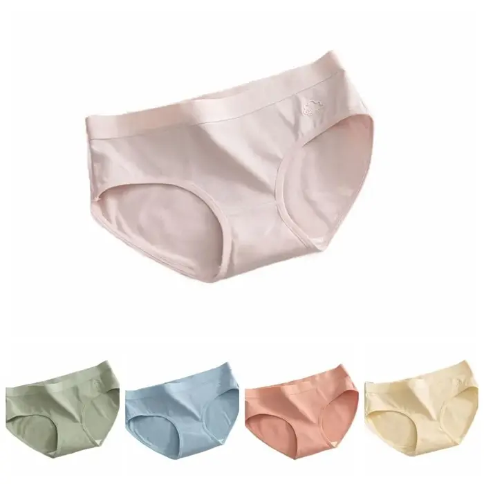 Lot de 5 culottes taille moyenne couleur unie avec entrejambe en coton, motif météo, sans couture, l
