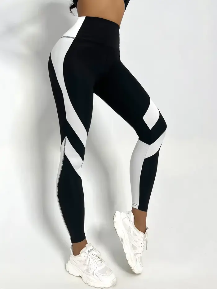 Leggings de yoga bicolores collants de sport de contrôle du ventre