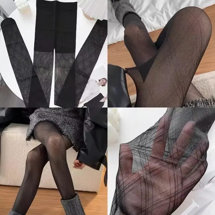 Collants soyeux à carreaux argyle noirs pour femmes, leggings à motifs vintage, collants Harajuku pour dames, bas résille, sexy, Y2K