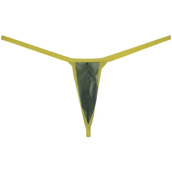 Culotte string pour homme en maille transparente avec poche de maintien