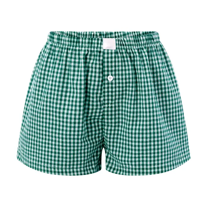 Short de pyjama imprimé à carreaux rayés pour femmes