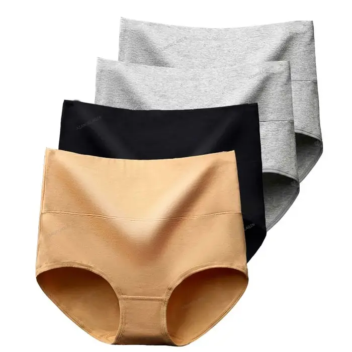 4 pièces/lot taille haute sous-vêtements coton culottes femmes corps mince