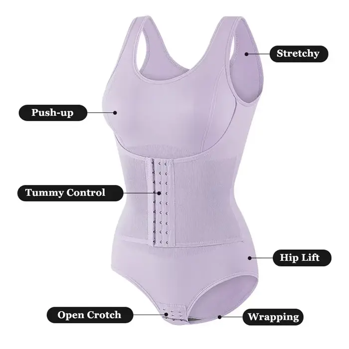 Nouveau Body Sculptant Amincissant pour Femme avec Fermeture Éclair et Ceinture