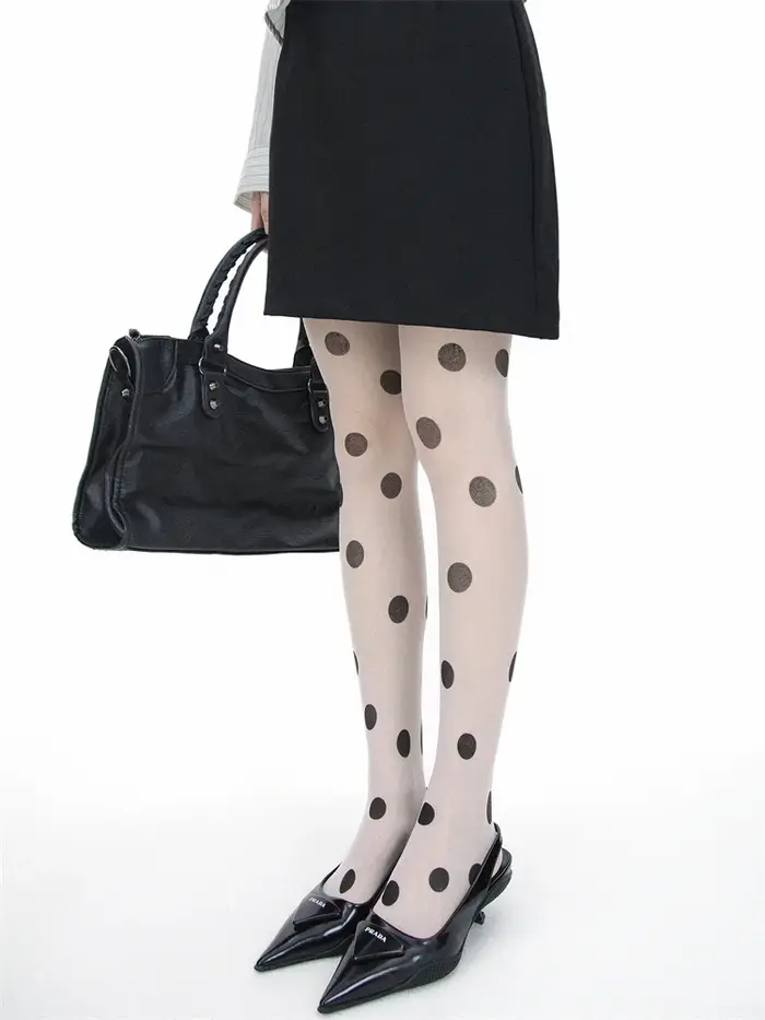 Collants à pois transparents en Nylon 10D pour femmes