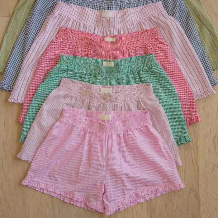 Short de pyjama imprimé à carreaux rayés pour femmes