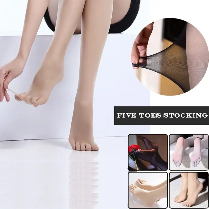 Collants sans couture ultra-fins unisexes pour femmes, collants à cinq orteils dans, collants sexy sans entrejambe, bas transparents en nylon noir