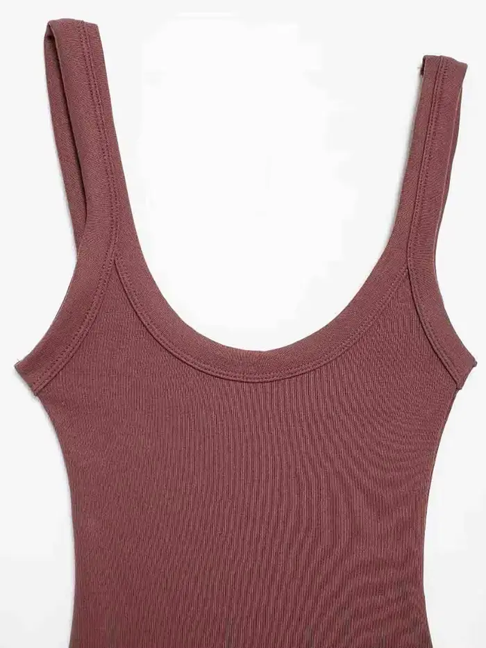 Body côtelé à col rond pour femmes
