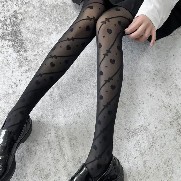 Collants noirs et blancs en soie pour femmes, Sexy et doux