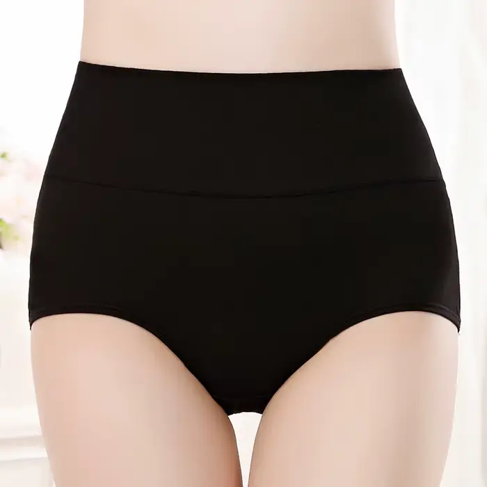 4 pièces/lot taille haute sous-vêtements coton culottes femmes corps mince
