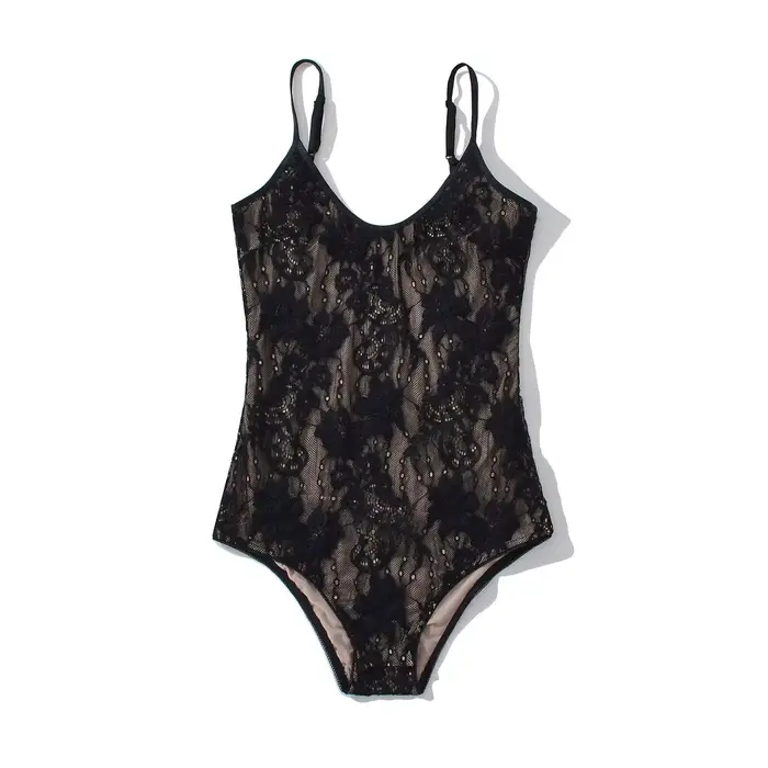 Combinaison Courte Femme Sexy Transparente en Dentelle avec Doublure, Dos Nu, Bretelles Fines, Coupe