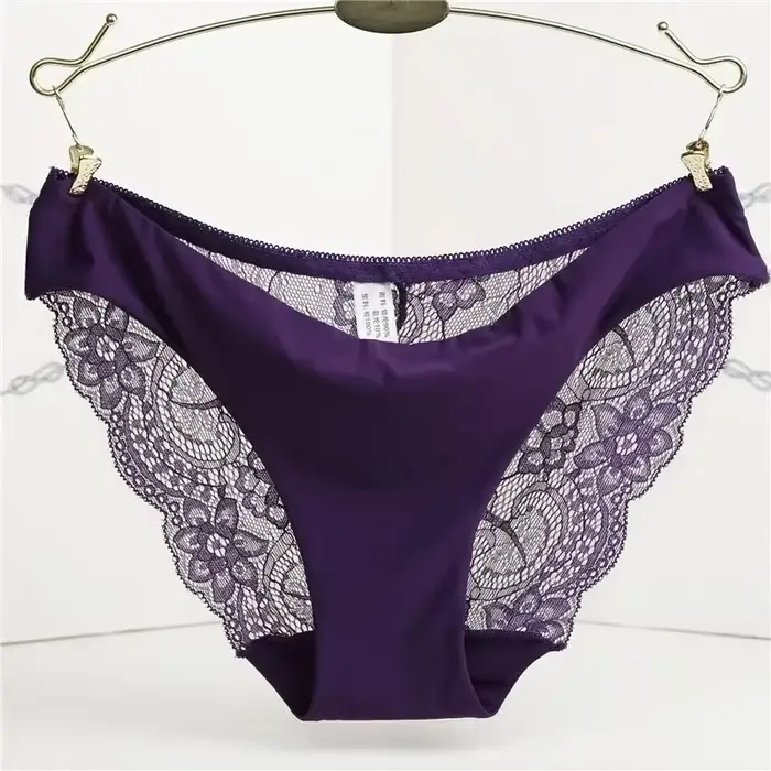 Sous-vêtements invisibles pour femmes, entrejambe en Spandex, intime, Sexy, dentelle, culotte floral
