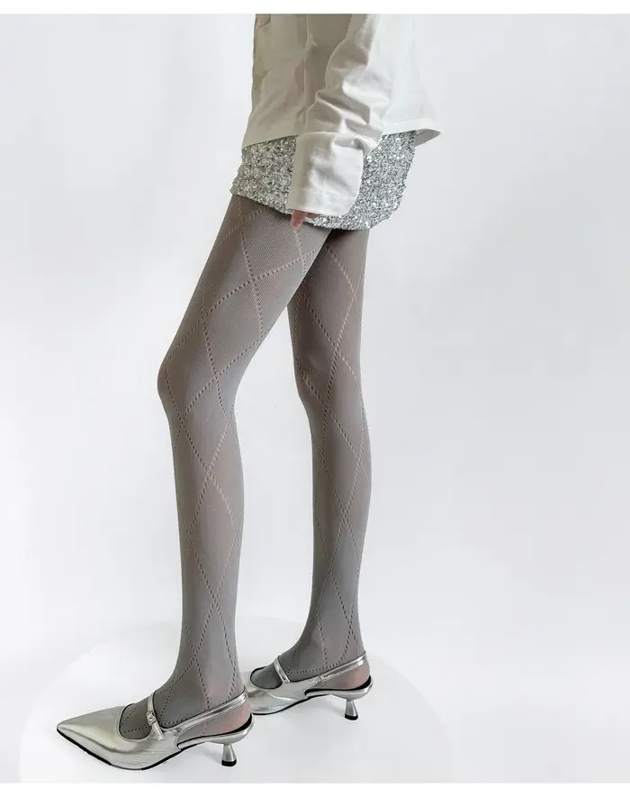 Collants Rétro Femme à Carreaux