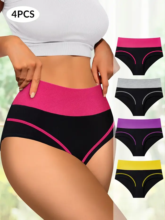 4 pièces taille haute ventre serrage culotte femme à la mode respirant confortable forme Triangle pantalon pour les femmes