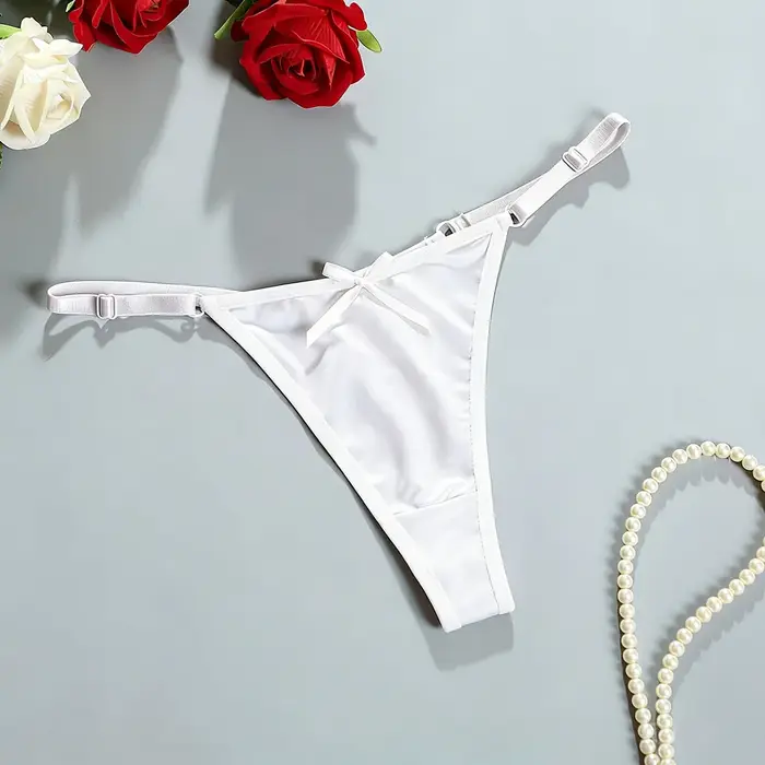 String pour femmes, ceinture réglable, Satin brillant, couleur unie, sous-vêtements taille basse, so