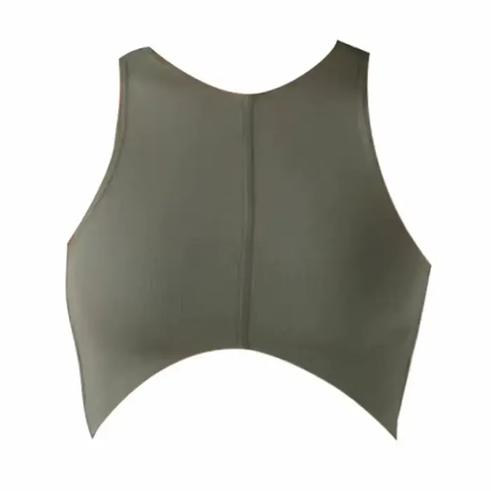 Haut court sirène à col montant pour femme, sans manches, moulant, avec découpe avant, sexy, pour le