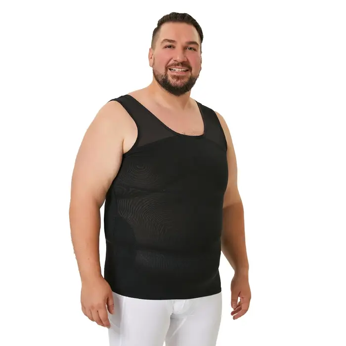 Hommes corps Shaper poitrine mince débardeur cacher gynécologie Compression chemise