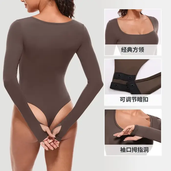 Femme une pièce Body à manches longues sans couture corps Shaper gaine ventre plat Shapewear