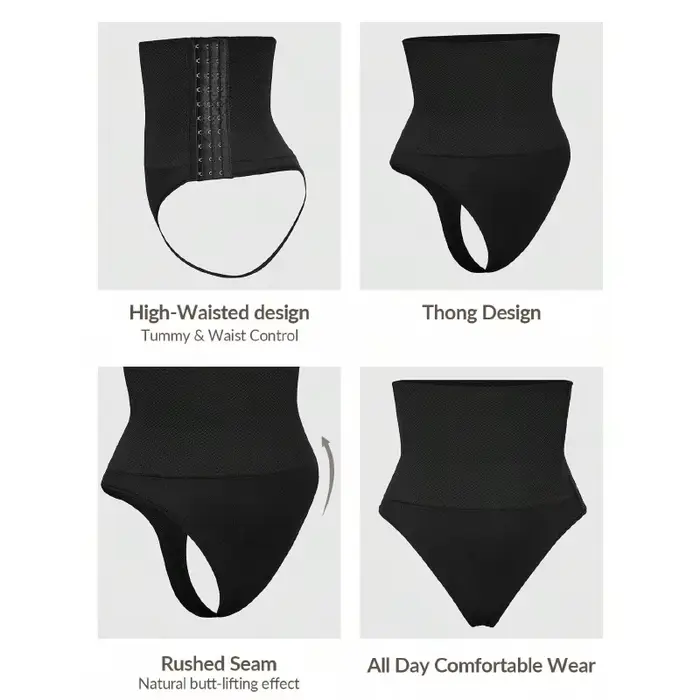 Culotte gainante taille haute amincissante effet ventre plat avec crochets