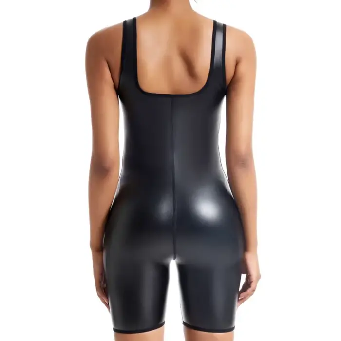 Body gainant élastique sans couture – Une pièce de yoga serrée en simili cuir pour femme