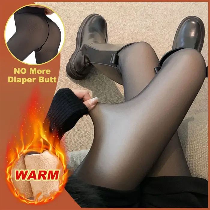 Collants noirs doublés en polaire pour femmes