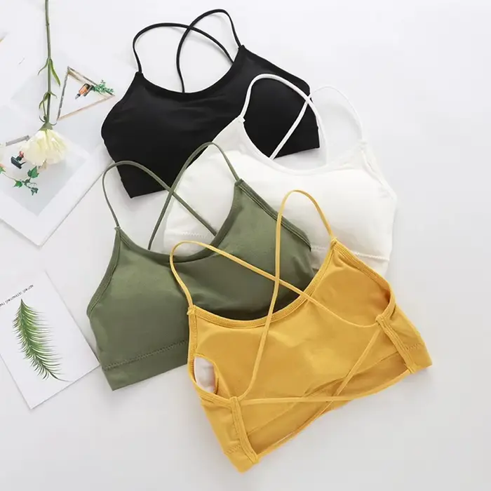 Soutien-gorge Push Up respirant à bretelles croisées pour femme