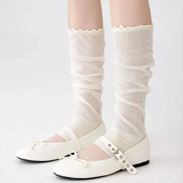 Collants légers en maille printemps/été avec style ballet et effet amincissant