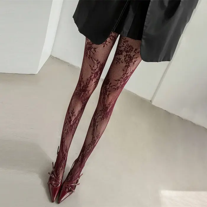 Collants Slim bordeaux noir pour femmes