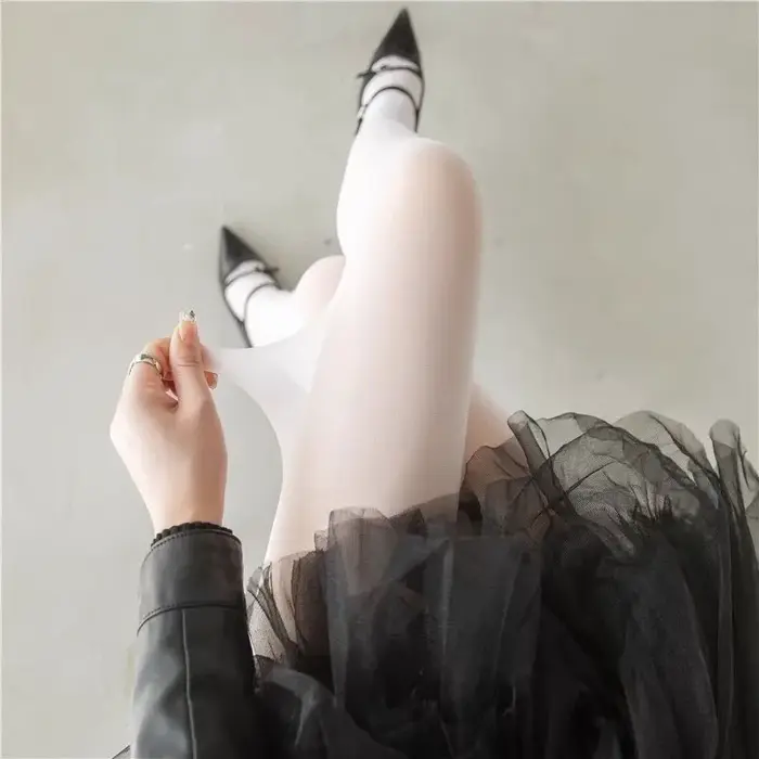 Collants transparents sexy pour femmes, collants élastiques en nylon respirant blanc et vert, collan