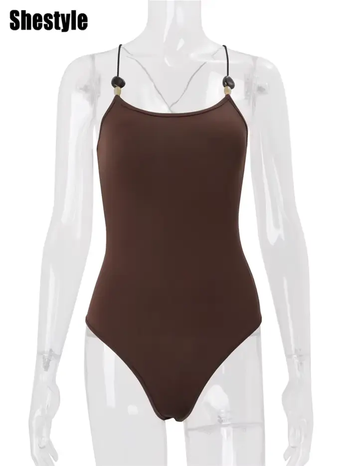 Shestyle Body marron à fines bretelles pour femme