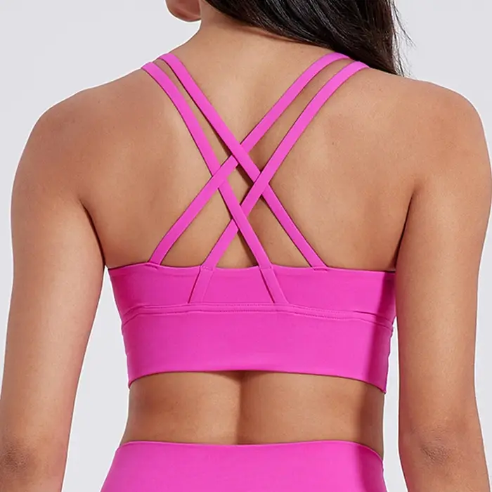 Soutien-gorge dos croisé pour femmes, couleur unie, sous-vêtements de Fitness, doux, Sport, haut de