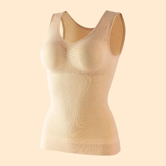 Femmes ventre contrôle Shapewear classique 2-en-1 avec soutien-gorge rembourré haute élastique gilet
