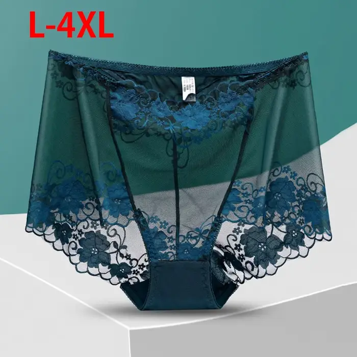 Grande taille taille haute culottes femmes sous-vêtements Sexy dentelle slips transparents grande culotte femme caleçon grande taille Lingerie L-4XL