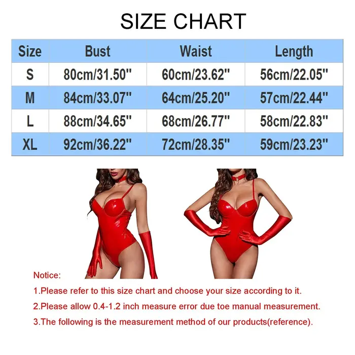 Body en cuir rouge brillant pour femmes