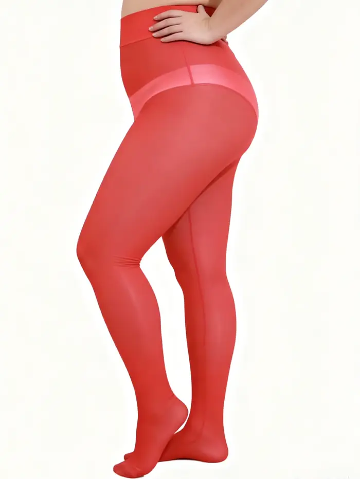 1 collant opaque rouge taille haute pour femme