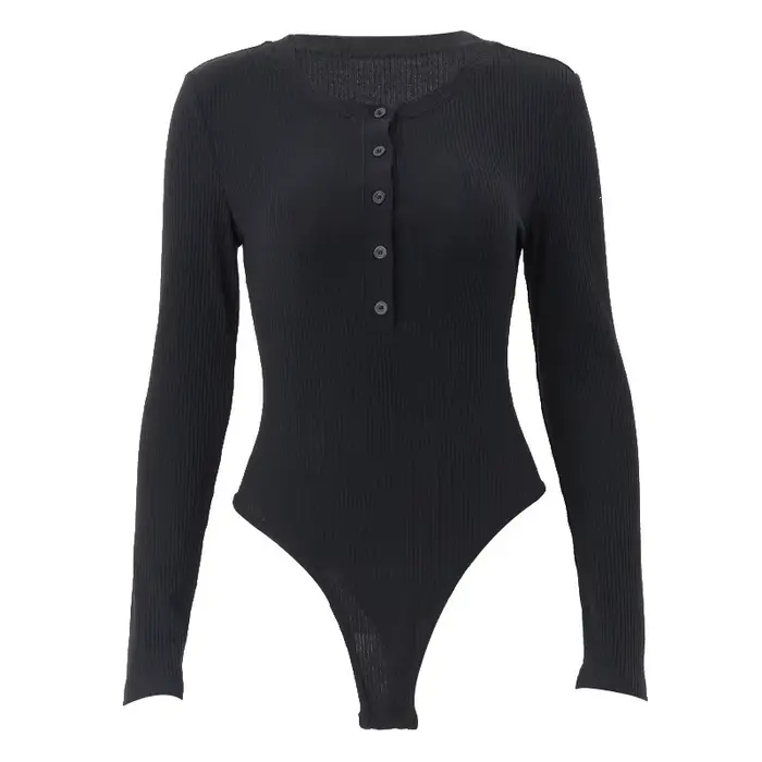 Combinaison de batterie noire à manches longues pour femme, corset sexy, taille haute, bouton, autom
