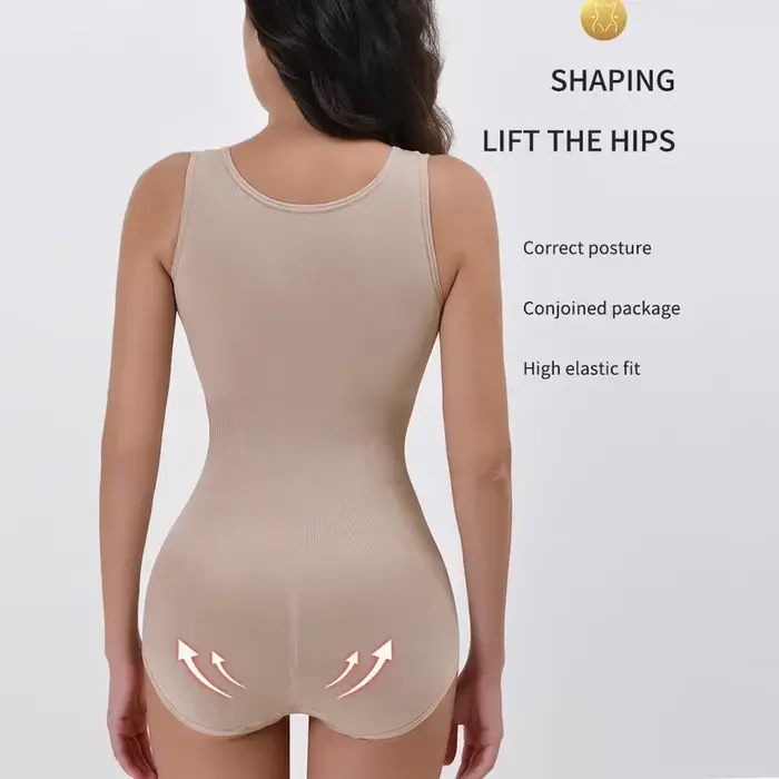 Nouveau Body Sculptant Amincissant pour Femme avec Fermeture Éclair et Ceinture