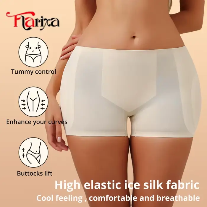 Flarixa coussinets de hanche Shapewear culottes tissu de glace contrôle du bas de l'abdomen Boxer Shorts femmes rehausseur de fesses sous-vêtements rembourrés respirant
