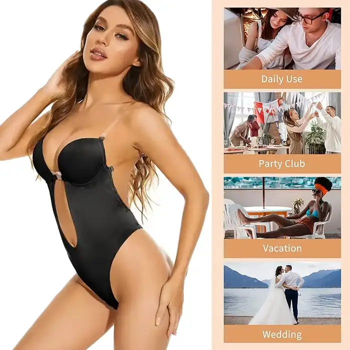 Body Invisible femmes string Shaper gaine amincissante Sexy col en v profond dos nu Corset plongeant rembourré Push Up sous-vêtements amincissants