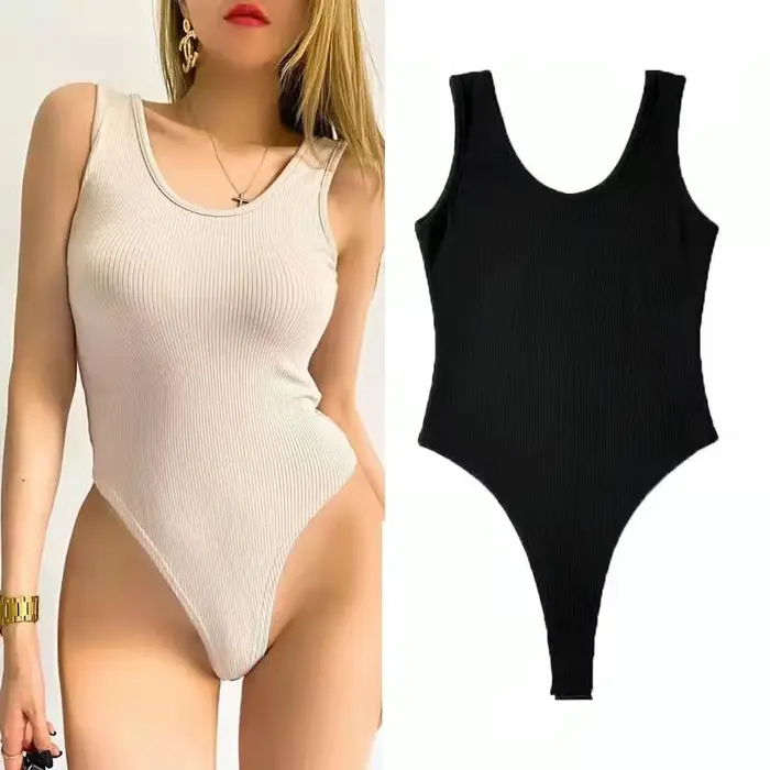 Body débardeur sans couture côtelé sans armatures pour femme, extensible, gainant, confortable pour