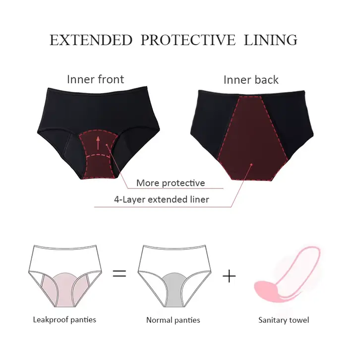 Culotte menstruelle absorbante et étanche à 4 couches pour femmes