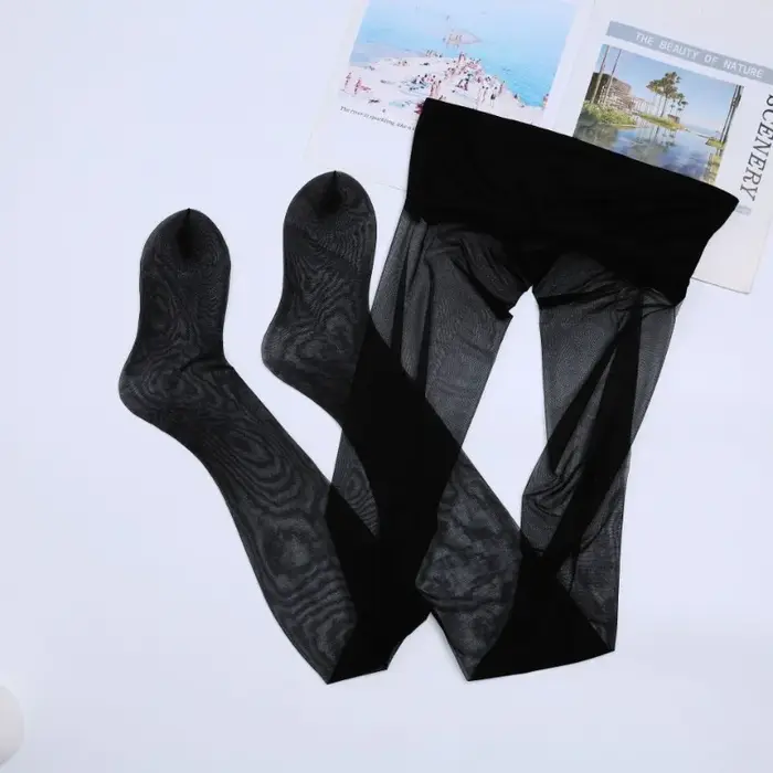 Collants Ultra-fins Sexy pour femmes, bas transparents, Shapewear, maille, taille haute, soyeux, fes