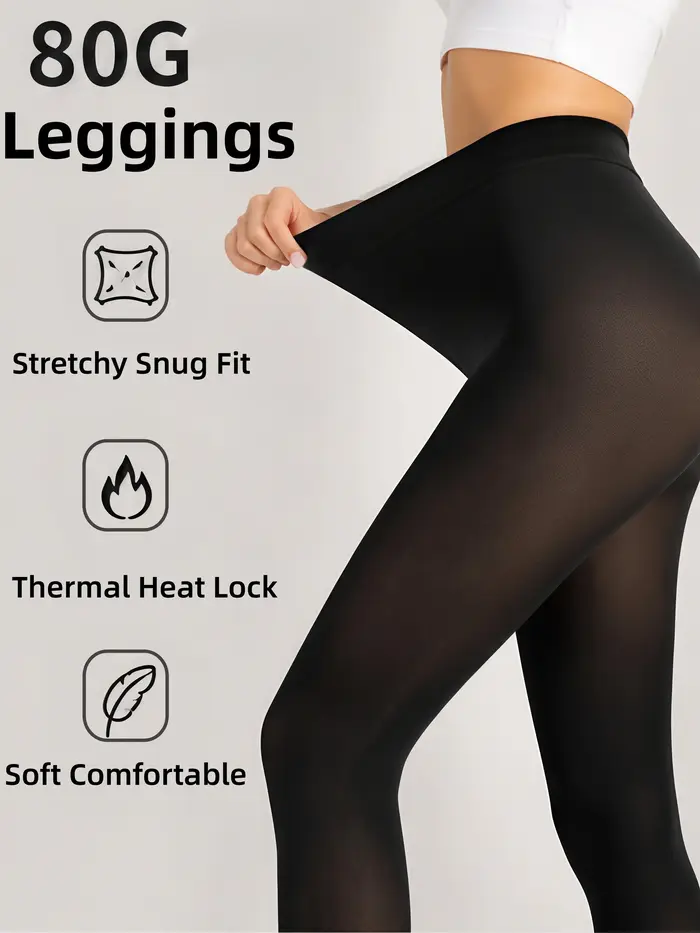 1Pc 80g Collants légers noirs à taille haute