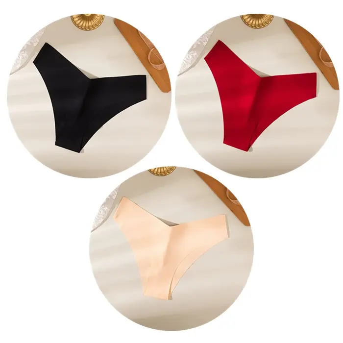 3 pièces/ensemble culottes pour femmes sous-vêtements sans couture coupe en V Lingerie respirante slips en Satin de soie