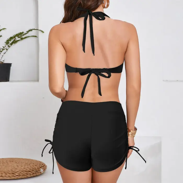 Maillot de bain deux pièces taille haute pour femme