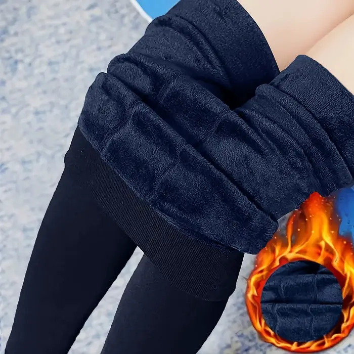 Collants confortables doublés de polaire pour femmes, Leggings chauds extensibles taille haute pour